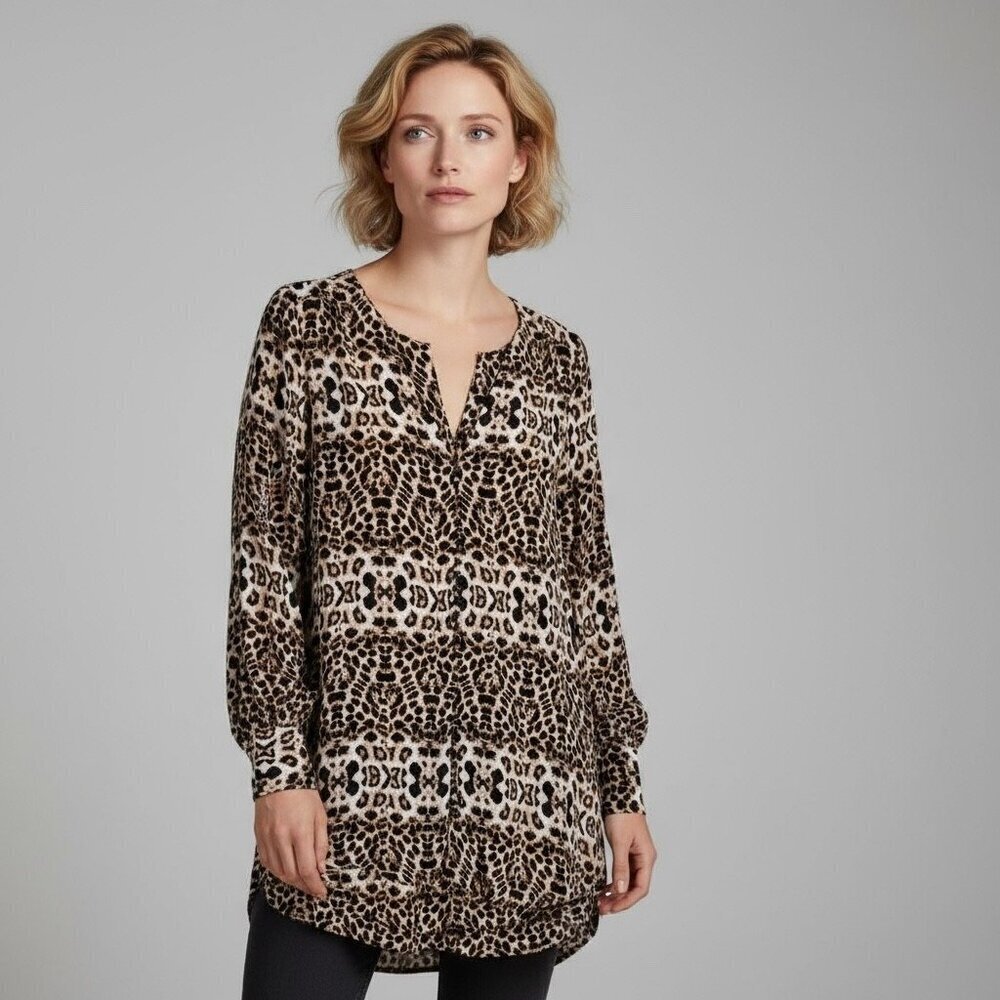 A.L.C. Leopard Print Silk Tunic Top – Size Medium – 100% Silk